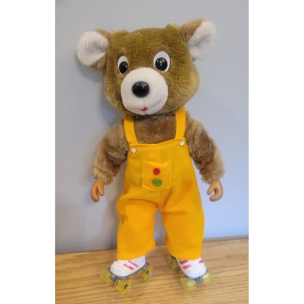 Vintage 1985 Sammy Skates Musical Roller Skating Teddy Bear 14in Tested Working